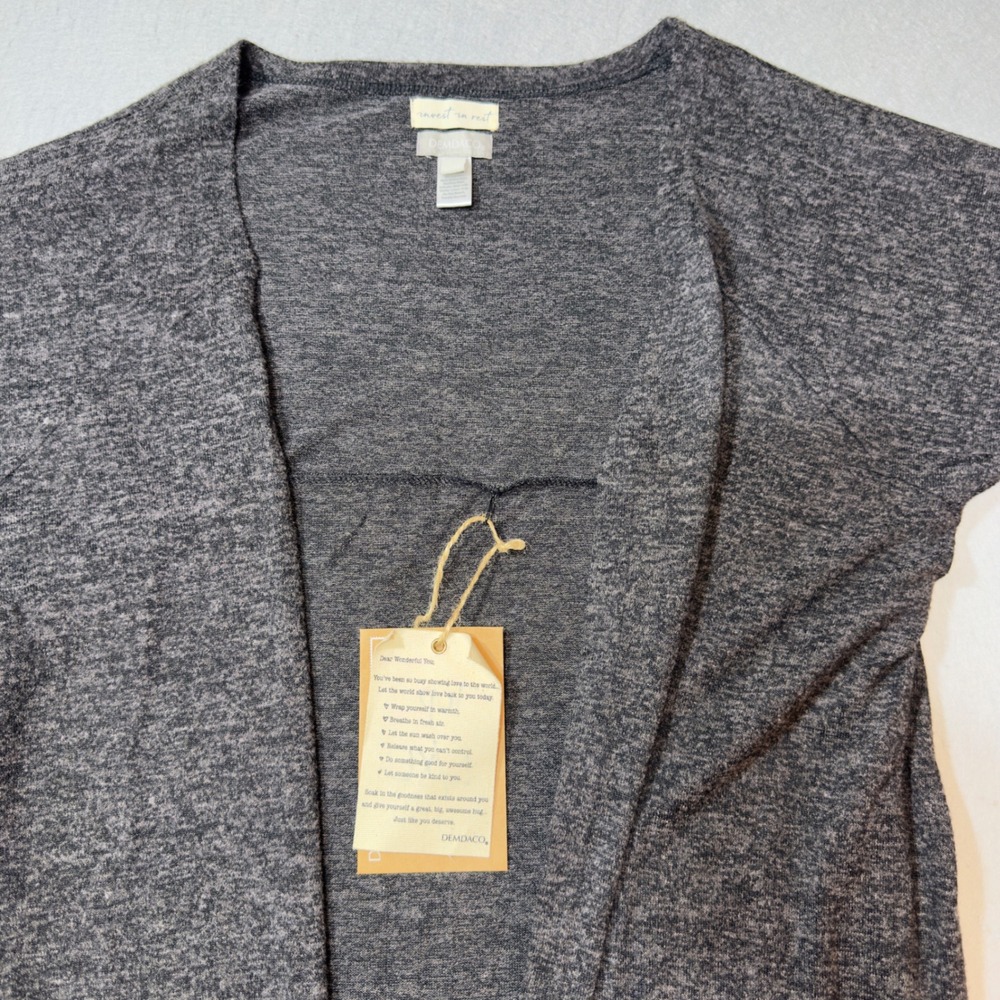 DEMDACO Lounger Cardigan Women L/XL Charcoal New Open Front High-Low Hem